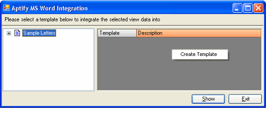 MS Word Integration Dialog