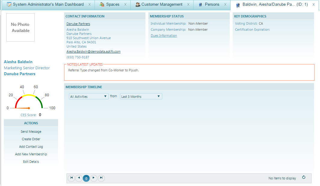 Person Record Summary Example