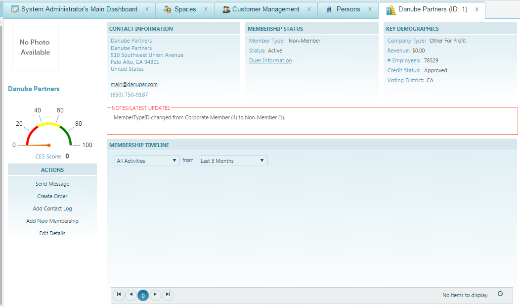 Company Record Summary Example