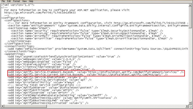 Web.config file for POS