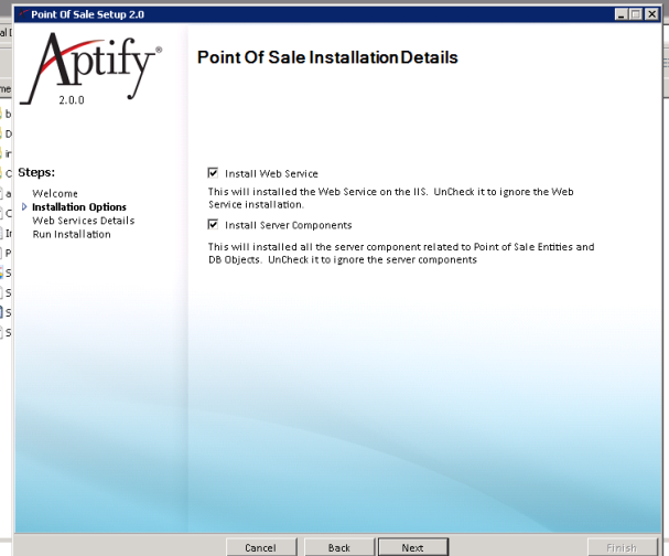 POS Service Installation Details Screen 1
