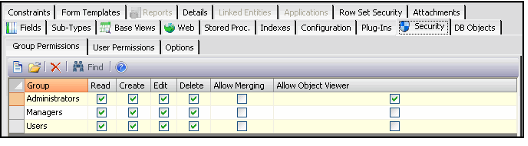 Sub-Type Security Settings
