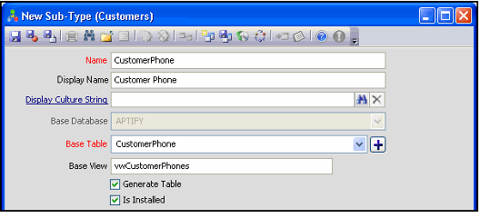 Configure Sub-Type Top Area