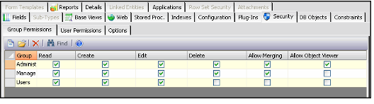 Entity Security Settings