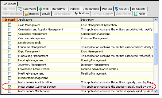 Add Entity to Motor Loaner Customer Service Application