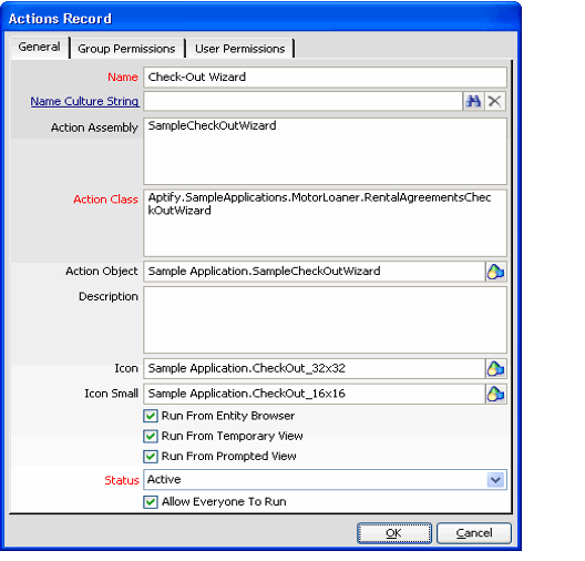 Completed Entity Actions Record