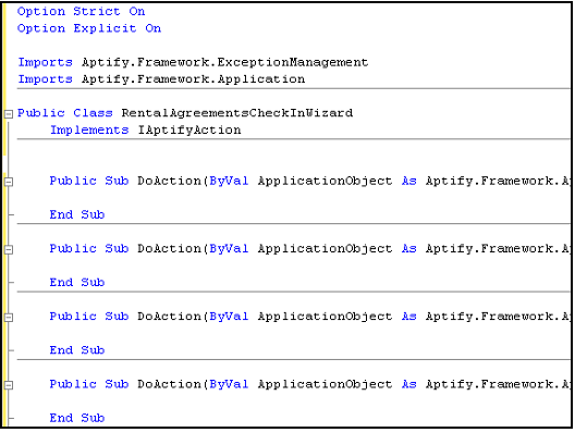 Implement IAptifyAction