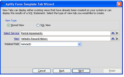 Configure New View Tab