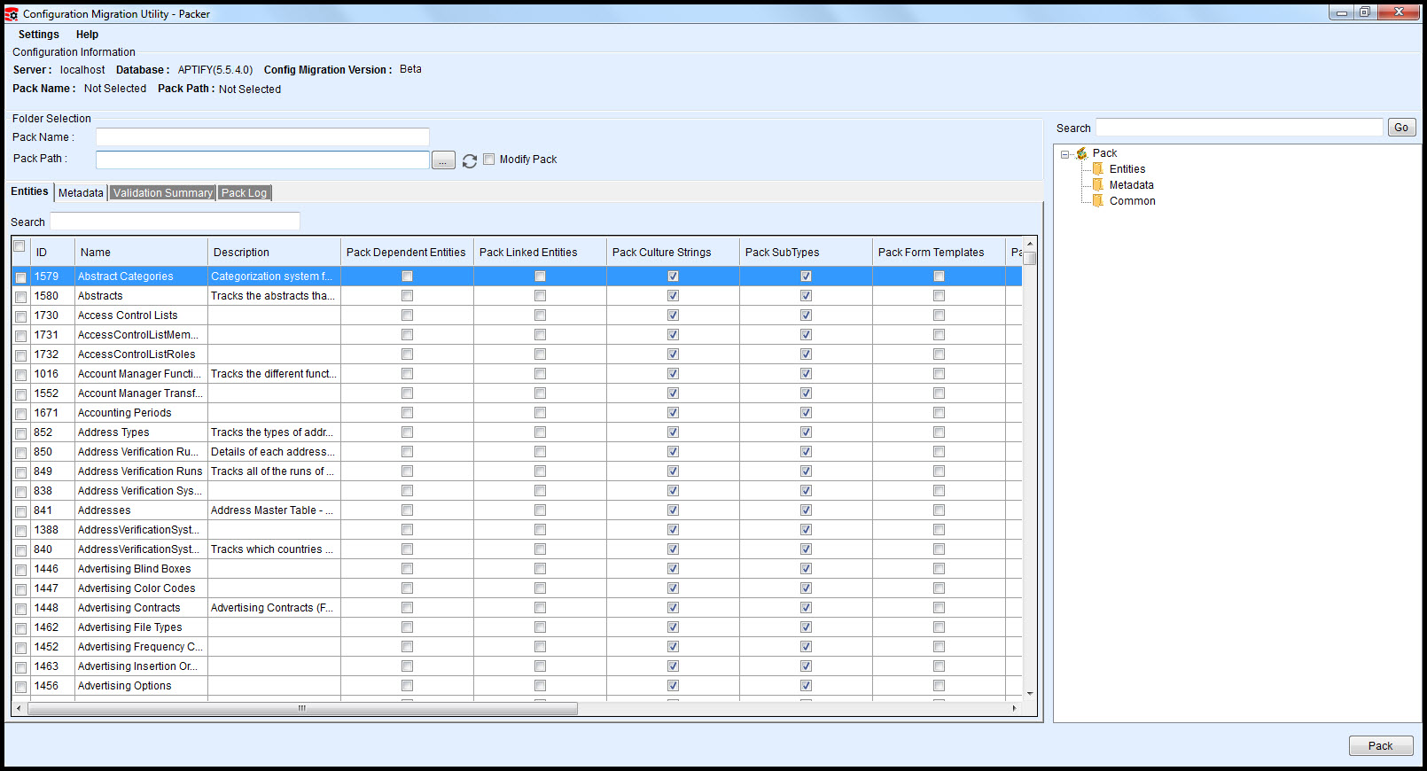 CM Tool Packer Dialog