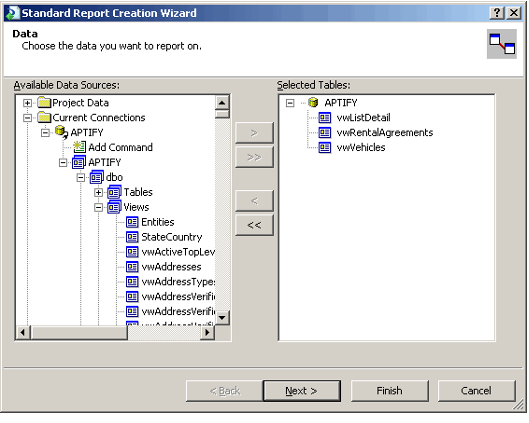Select Base Views to Use As Data Sources