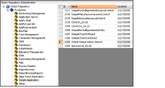 Locating an Object in the Object Repository Administration Dashboard