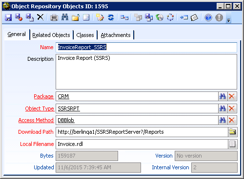 Sample SSRS Report Object Repository Record
