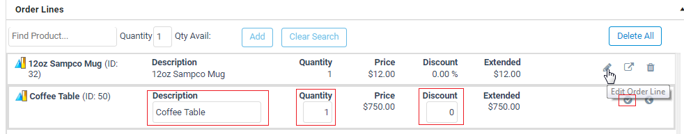 Edit an Order Line
