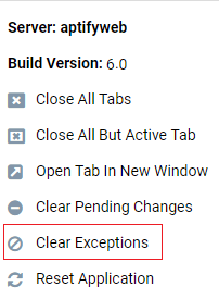 Clear Exceptions Option
