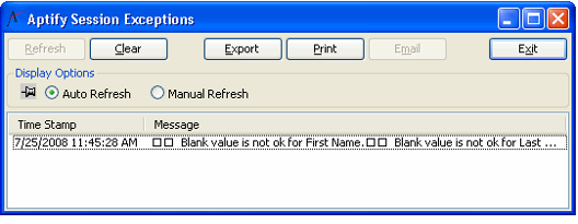 Session Exceptions Viewer