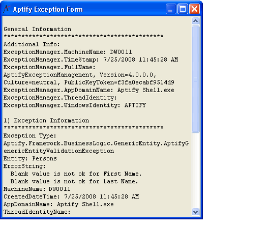 Aptify Exception Form