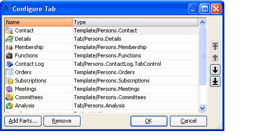 Configure Tab Dialog