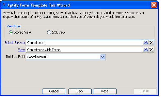 Creating a View Tab with a Stored View