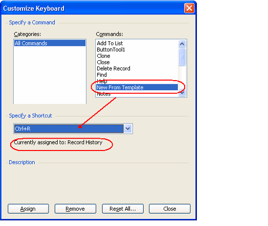Assigning Shortcuts