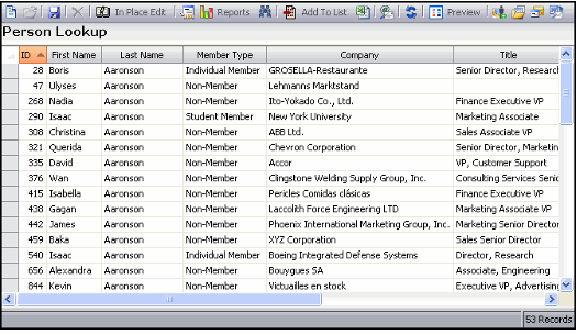 Person Lookup View