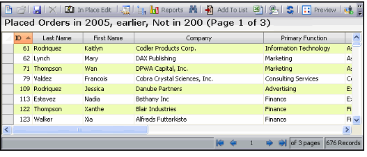Placed Orders in 2005 View