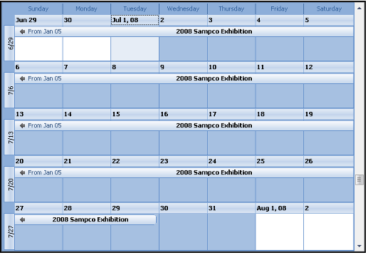 Product Availability Calendar View