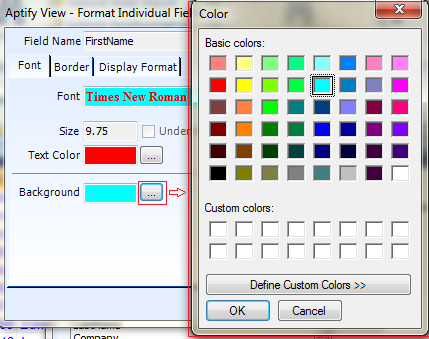 Font and Back-ground Settings Preview	