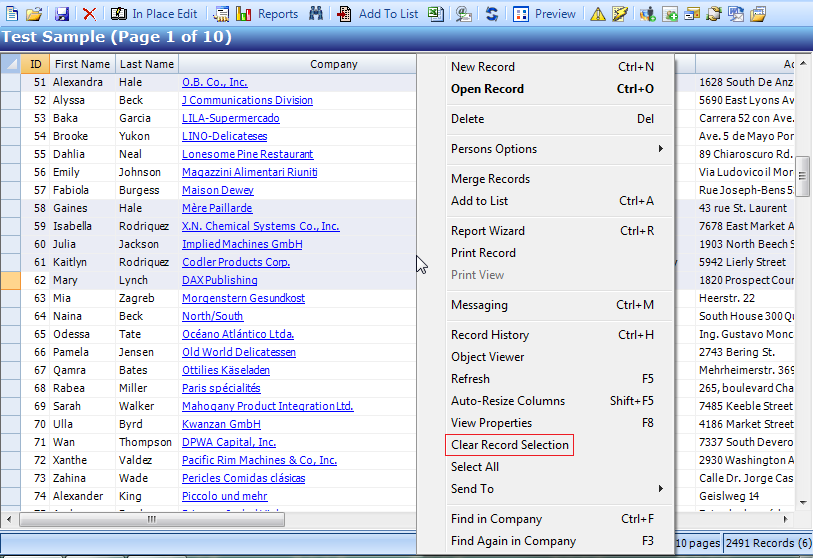 Clear Record Selection in a List View