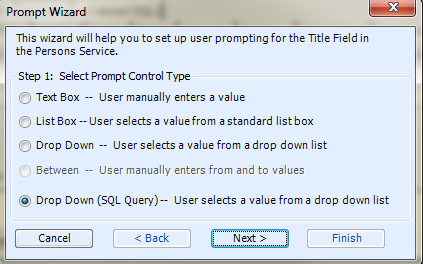 Creating a Drop Down (SQL Query) Prompt View – Aptify Support