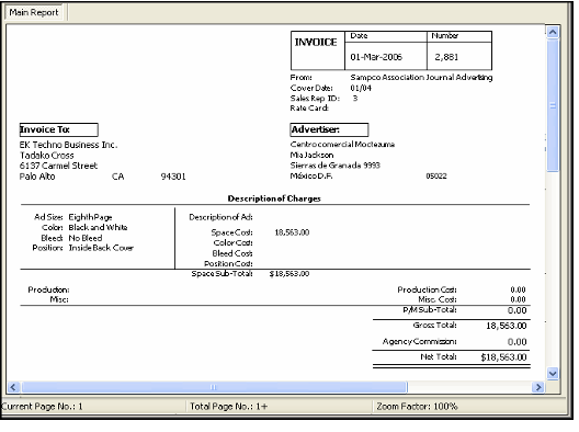 Advertising Invoice Report