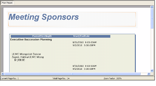 Meeting Sponsors Report