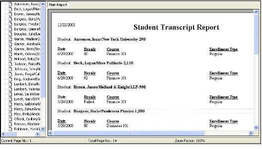 Student Transcript Report
