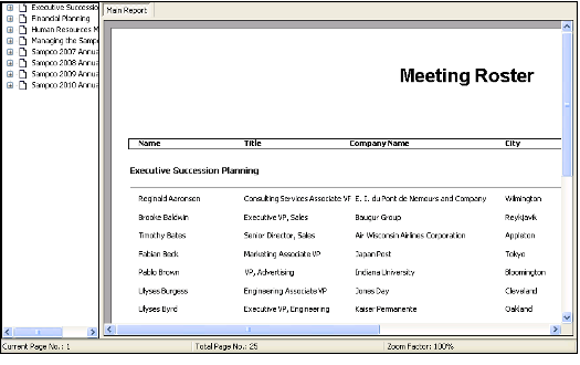 Meeting Roster Report