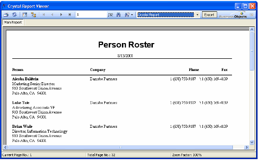 Sample Crystal Report