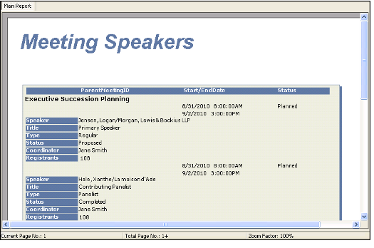 Meeting Speaker Summary Report