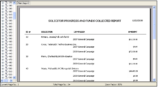 Solicitor Progress and Funds Collected Report