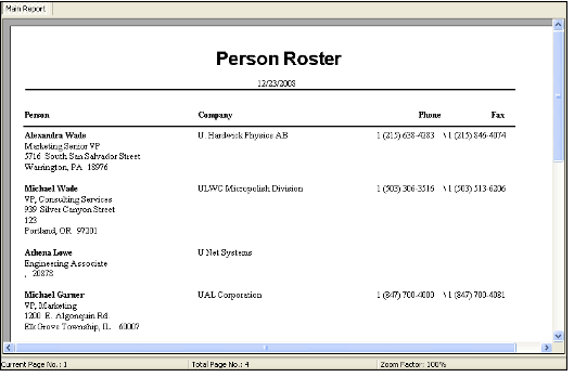 Person Roster Report
