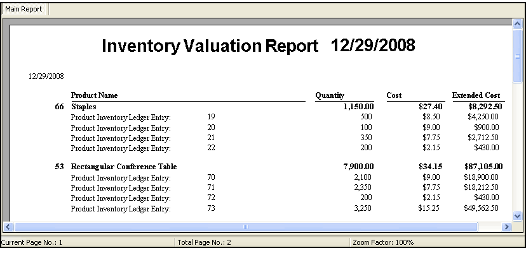 Inventory Valuation As Of Report