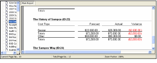 Product Fixed Cost Report