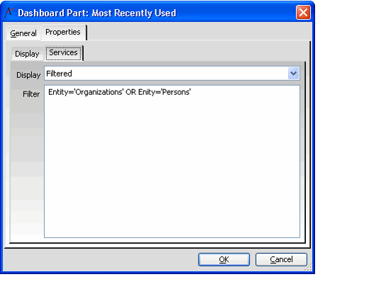 Services Tab Filter Statement