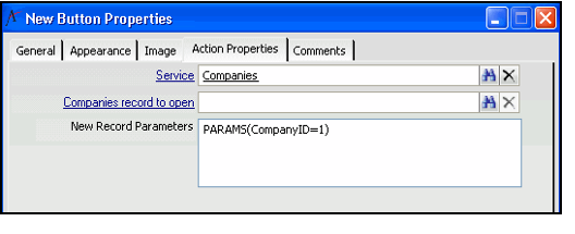 Open Form Action Properties