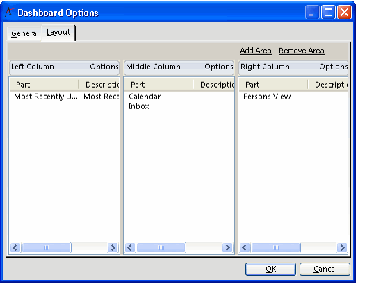 Dashboard Layout Tab