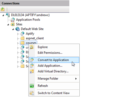 Convert Virtual Directory to an Application 