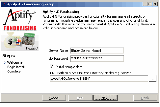 Specify Server and Password