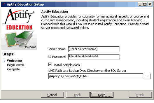 Specify Server and Password