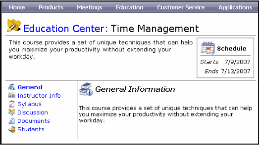 Classes Page from -Instructor's Perspective