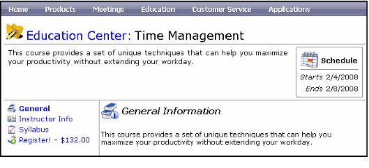 Class Page (Unregistered Student)