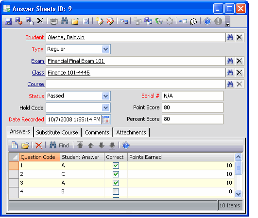 Answer Sheet Created By Scantron Import Wizard