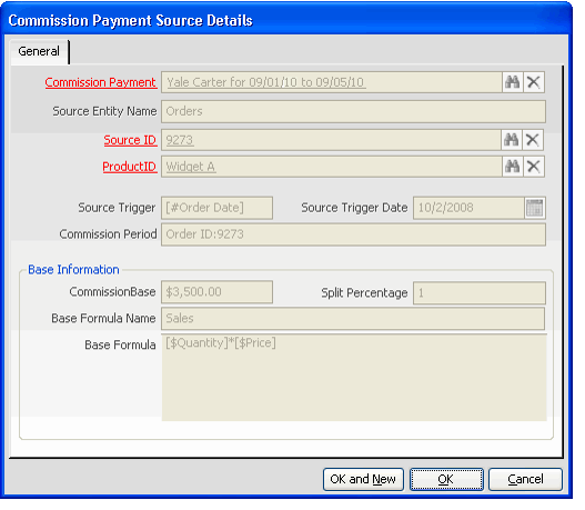 Commission Payment Source Details Record