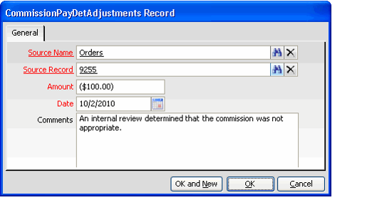 Payment Details Adjustment Record
